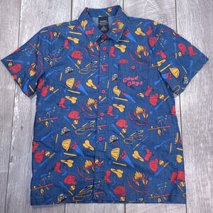 Chucky Button Front Shirt Mens Medium Blue Good Guys All Over Print Short Sleeve
